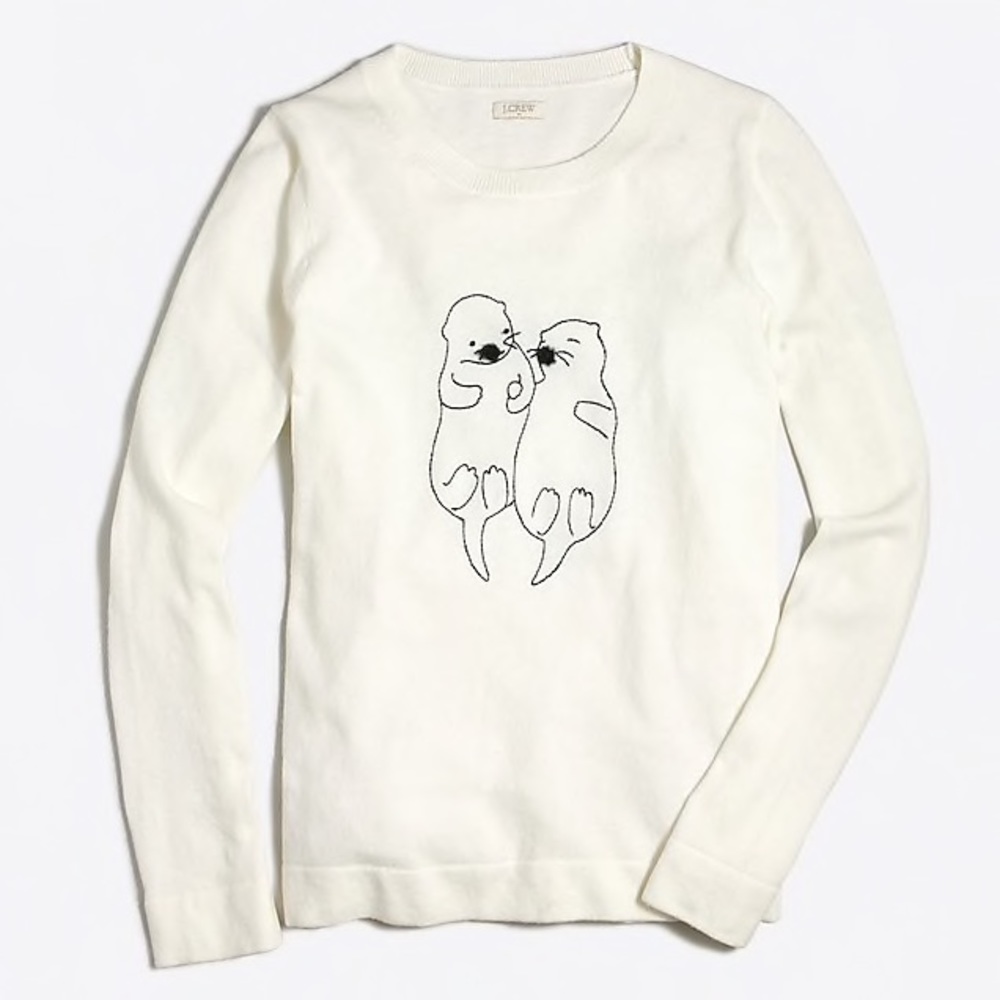 J. Crew merino wool embroidered otter sweater